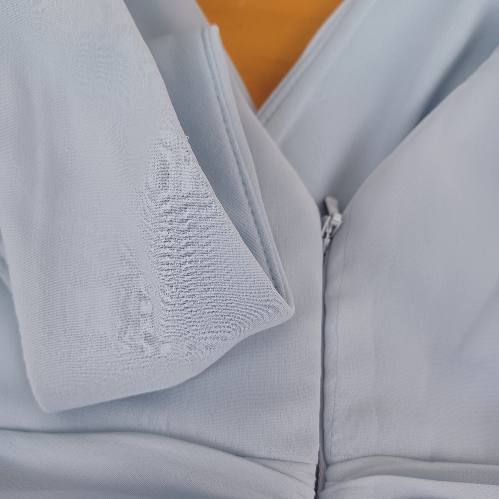 Dessy Collection Draped Chiffon Bridesmaid Maxi Dress Size 6 In Mist Style 2894 - Picture 10 of 16